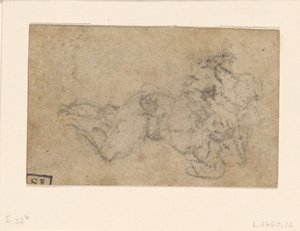 Michelangelo - David a Goliáš. Verso Rukopisné architektonické studie, ca. 1550-1556, I, 32b