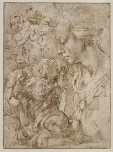 Studie pro Svatou rodinu od Michelangelo