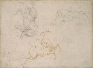 Jezdec nabíjení a další studie, 16. století od Michelangelo Buonarroti