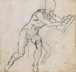 Nahý sedící muž, c1490-1560 od Michelangelo Buonarroti