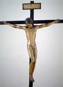 Krucifix, asi 1492-94 (polychromované dřevo) od Michelangelo Buonarroti