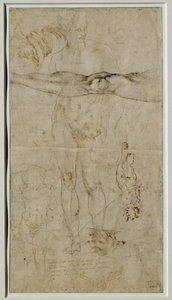 Různé studie postav, nápis podle Petrarkova sonetu, kolem roku 1506 ... od Michelangelo Buonarroti