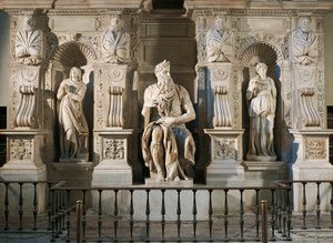 Itálie, Řím, bazilika svatého Petra, Rachel, Mojžíše a Ley, detail z hrobky Julia II., cca 1515, od Michelangela (1475-1564) od Michelangelo Buonarroti