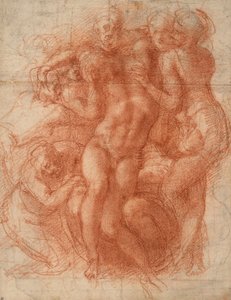 Oplakávání, cca 1530 (červená křída) od Michelangelo Buonarroti