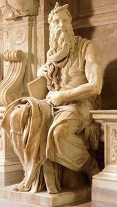 Mojžíš, detail z hrobky Julia II., od Michelangela (1475-1564), bazilika svatého Petra v řetězech, Řím, Lazio, ca 1515 od Michelangelo Buonarroti