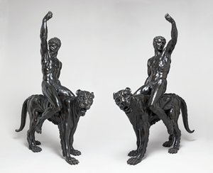 Nahé bakchantky na panterech, asi 1506-08 (bronz) od Michelangelo Buonarroti