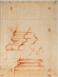 Podstavce pilířů pro novou sakristii, ručně psané nápisy od Michelangelo Buonarroti