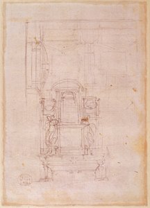 Přípravná kresba k hrobu papeže Julia II od Michelangelo Buonarroti
