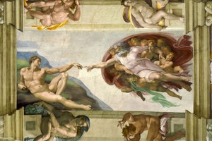 Strop Sixtinské kaple (1508-12): Stvoření Adama od Michelangelo Buonarroti
