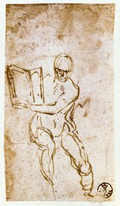 Strop Sixtinské kaple (1508-12): skica pro jednoho z proroků (pero a hnědý inkoust) od Michelangelo Buonarroti