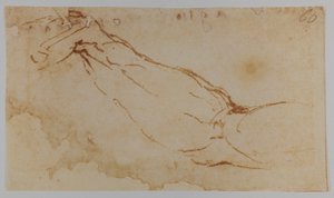 Náčrt pravé ruky "Lédy", 1528-1530 (kresba) od Michelangelo Buonarroti