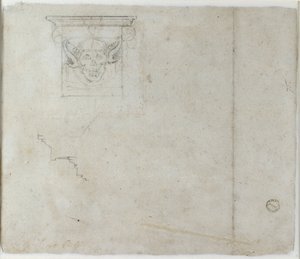 Studie architektonických detailů a groteskní masky, c1490-1560 od Michelangelo Buonarroti