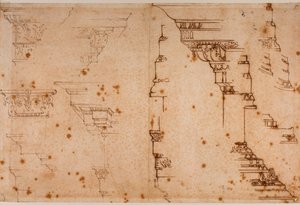Studie architektonických prvků od Michelangelo Buonarroti