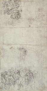 Studie k poslednímu soudu (pero a tužka na papíře) (na druhou stranu) od Michelangelo Buonarroti
