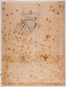 Studie pro pilíř a ruku od Michelangelo Buonarroti