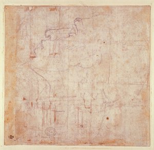 Study of a Head, 1525-26 (černá křída na papíře) (verso) (recto viz 191779) od Michelangelo Buonarroti