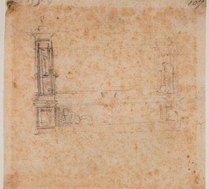 Studie dvojité hrobové stěny pro novou sakristii od Michelangelo Buonarroti
