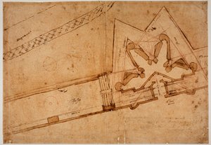 Studie opevnění pro Porta al Prato od Michelangelo Buonarroti