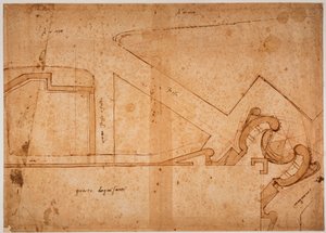 Studie opevnění luční brány Všech svatých od Michelangelo Buonarroti