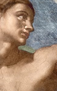 Stvoření Adama, detail Adamovy hlavy od Michelangelo Buonarroti