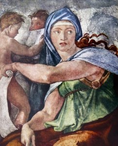 Delfská Sibyla (detail ze Sixtinské kaple, Vatikán, Řím) 1509 od Michelangela (1475-1564). od Michelangelo Buonarroti