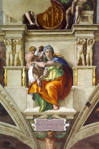 Strop v delfské Sibylině v Sixtinské kapli ve Vatikánu, 1508-1512 od Michelangelo Buonarroti