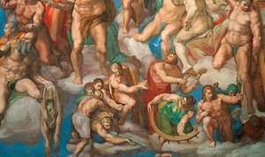 Freska posledního soudu v Sixtinské kapli ve Vatikánu, 1536-1541. od Michelangelo Buonarroti