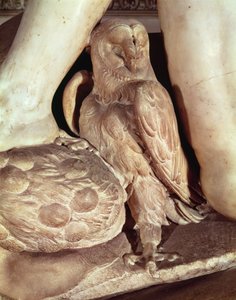 Hrob Giuliana de Medici 1478-1516 detail sovy pod nohou noci, 1520 mramor