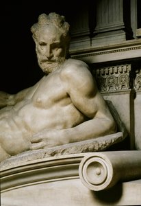 Alegorie Twilight. Hrob Laurenta II Medicejského. Mramorová socha 1531 od Michelangelo Buonarroti