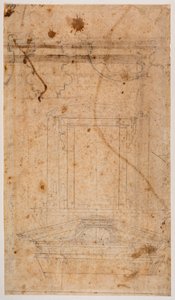 Nástěnná hrobka a částečný plán kostela od Michelangelo Buonarroti