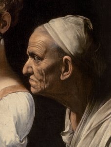 Detail sluhy z Judith a Holofernes, 1599 od Michelangelo Merisi Caravaggio