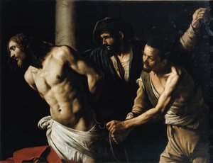 Bičování Krista aneb Bičování u sloupu (olej na plátně od Michelangelo Merisi da Caravaggio