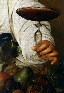 Sklenka vína, detail od Bacchuse od Michelangelo Merisi da Caravaggio