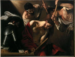 Korunování trním (olej na plátně, kolem 1602-1604) od Michelangelo Merisi da Caravaggio