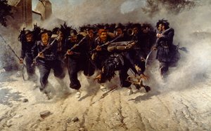 Bersaglieri Charge na Porta Pia, Michele Cammarano (1835-1920), olej na plátně, 290x472 cm