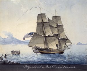 Brigáda Nancy Ann ze Salemu opouští Neapol, cca 1810 (akvarel na papíře)