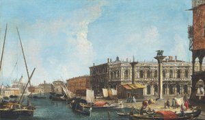 Vstup na Velký kanál v Benátkách s Piazettou a Libreria Marciana vpravo, Dogana a Santa Maria della Salute vlevo. od Michele Marieschi