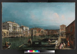 Canal Grande, Benátky, nad mostem Rialto, před rokem 1743 od Michele Marieschi