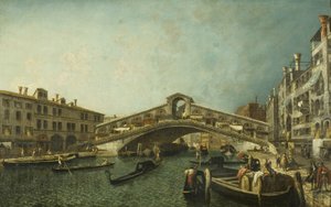Most Rialto, Benátky, cca 1740 (olej na plátně) od Michele Marieschi