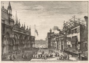 Pohledy na Benátky: Piazzetta S. Basso od Michele Marieschi