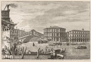 Pohledy na Benátky: Most a trh Rialto, 1741. od Michele Marieschi