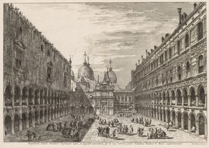 Pohledy na Benátky: nádvoří Dóžecího paláce od Michele Marieschi
