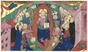 Fragment historické iniciály ze sborové knihy: Christ in Majesty, c. 1400. od Michelino Molinari da Besozzo