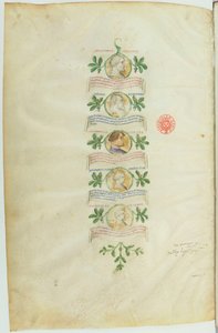 Genealogie rodu Visconti (BNF, ms lat. 5888) btv1b10020318d, f36 od Michelino Molinari da Besozzo