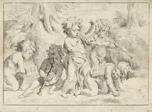 Pět muzicírujících dětí od Michiel Frans van der Voort