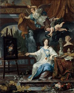 Alegorický portrét ženy, pravděpodobně Rachel Ruysch (1664-1750) od Michiel van Musscher