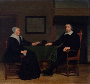 Portrét Adriaena Corvera a jeho ženy Rijckje Theulingh. od Michiel van Musscher
