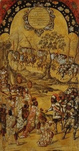 Dobytí Mexika, Panel VIII, cca 1696-1715 (malba na dřevo) od Miguel Gonzalez
