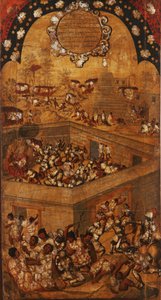 Dobytí Mexika, Panel VII, cca 1696-1715 (malba na dřevo)