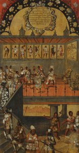 Dobytí Mexika, Panel XII, cca 1696-1715 (malba na dřevo) od Miguel Gonzalez